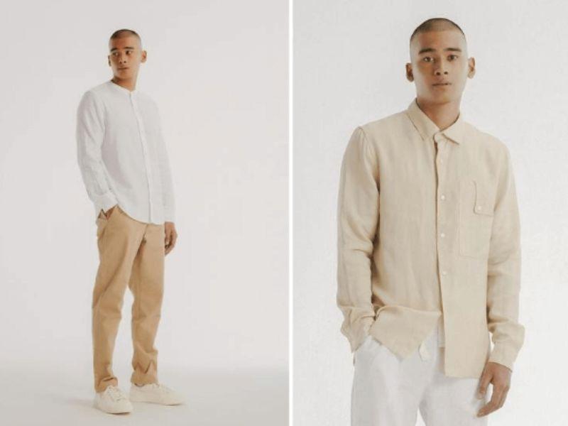 Một chiếc quần jean slim fit nam được gấp gọn gàng trên kệ gỗ, thể hiện việc bảo quản đúng cách để giữ gìn form dáng và chất liệu.